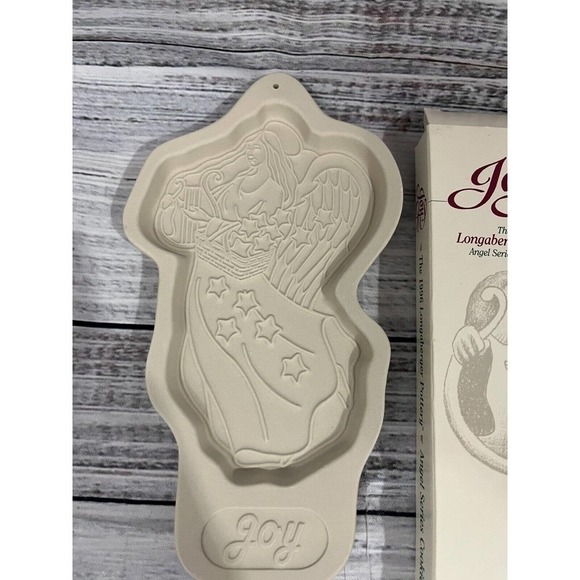 Vintage Longaberger Pottery Cookie Mold Christmas Angel JOY Bakeware 1996 USA - Picture 4 of 9